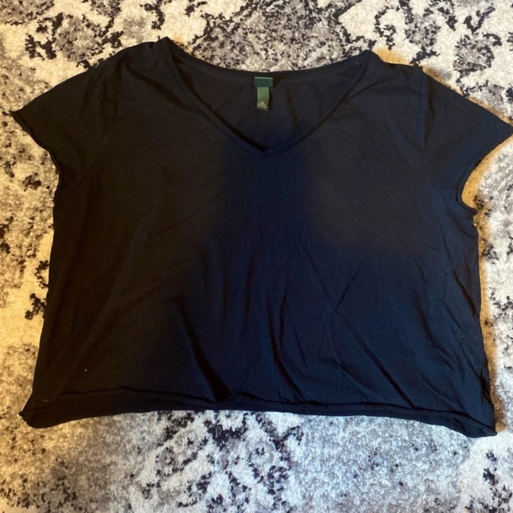 4/25$ Wild Fable XL V Neck Raw Hem Cropped Tee
